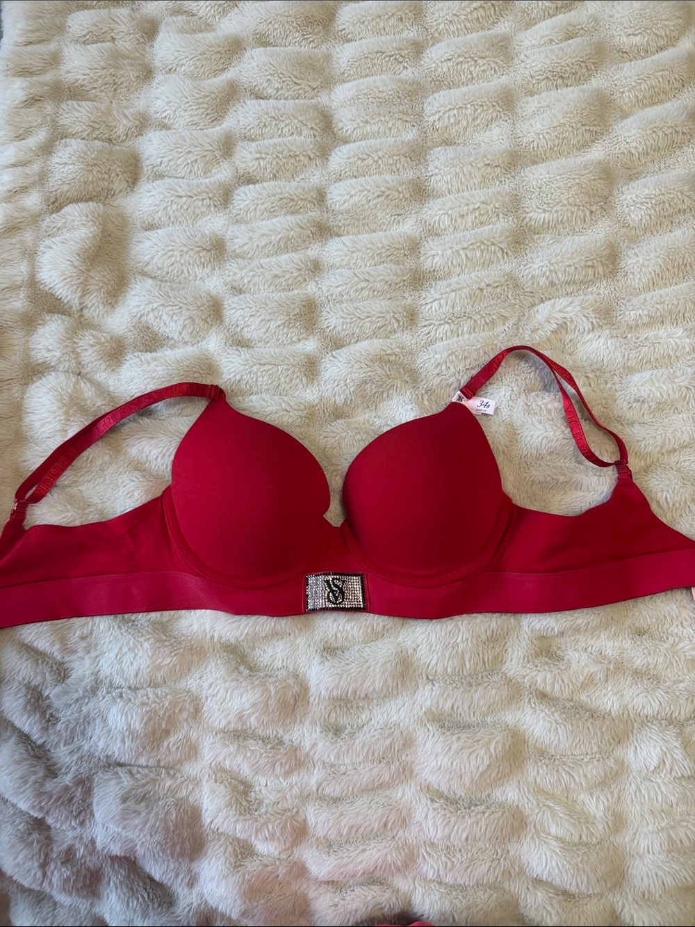 Victoria's Secret Red Push-Up Bra with Logo Charm